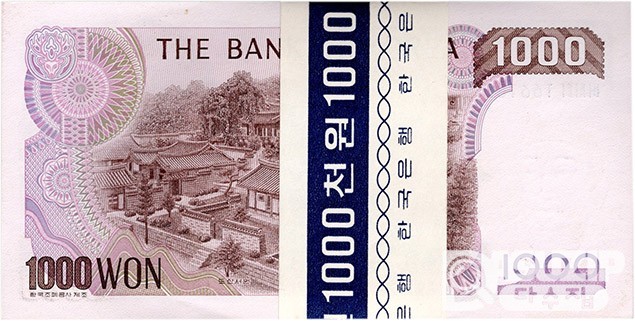 1983년 나 1000원(2차) 음성기호 '버저더 16..' 100장 관봉 다발/ 미사용품