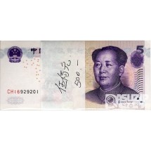 2005년 중국 5위안 100매 다발/ 미사용품